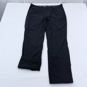 Eddie Bauer Fleece Lined Tech Pants Mens 38x31 Black Hiking Trail Nylon Cargo